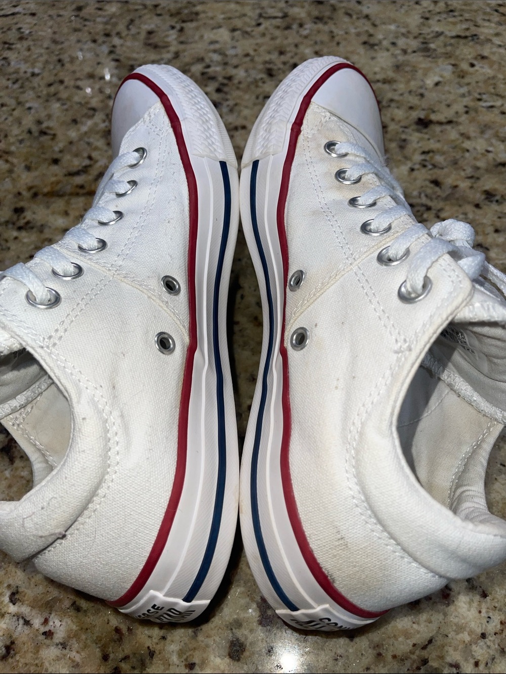 Converse White Canvas Low-Top Sneakers with Red Trim - Picture 4 of 10